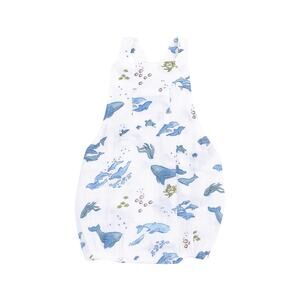 NWT Angel Dear Watercolor Blue Whales Organic Cotton Muslin Sunsuit 0-3 Months